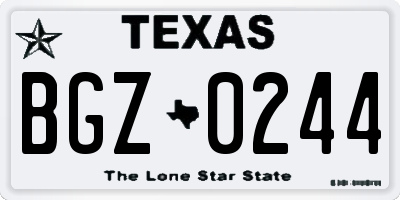 TX license plate BGZ0244