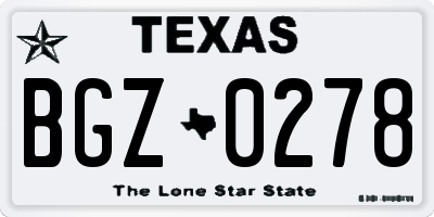 TX license plate BGZ0278