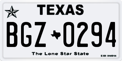 TX license plate BGZ0294