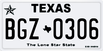 TX license plate BGZ0306