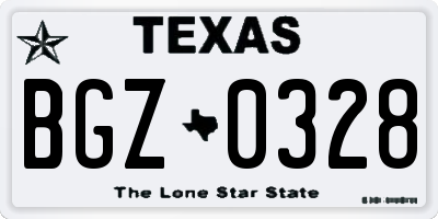 TX license plate BGZ0328