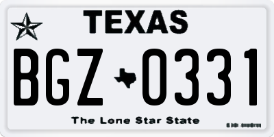 TX license plate BGZ0331