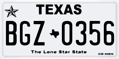TX license plate BGZ0356