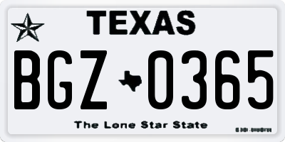 TX license plate BGZ0365