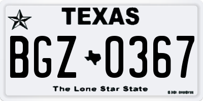 TX license plate BGZ0367