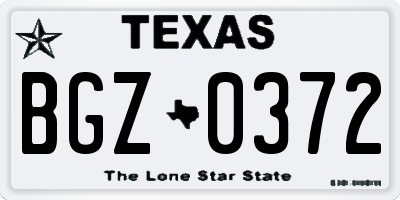 TX license plate BGZ0372
