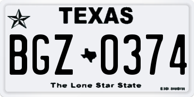 TX license plate BGZ0374