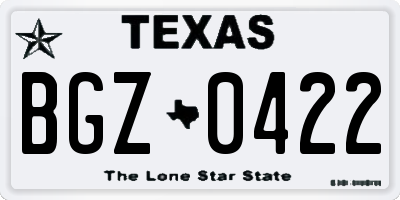 TX license plate BGZ0422