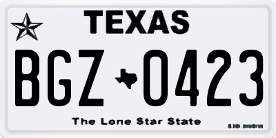 TX license plate BGZ0423