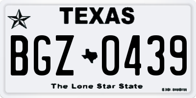 TX license plate BGZ0439