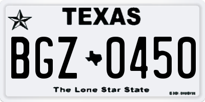 TX license plate BGZ0450