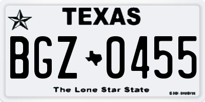 TX license plate BGZ0455