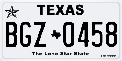 TX license plate BGZ0458