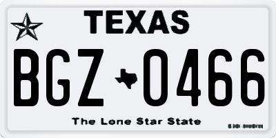 TX license plate BGZ0466