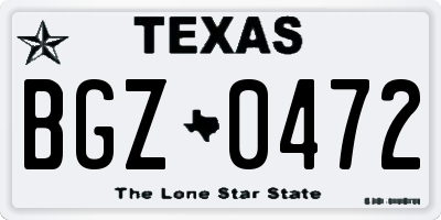 TX license plate BGZ0472
