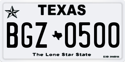TX license plate BGZ0500