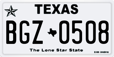 TX license plate BGZ0508