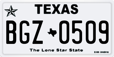 TX license plate BGZ0509