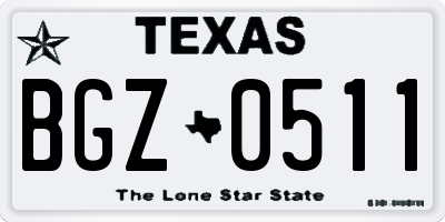 TX license plate BGZ0511