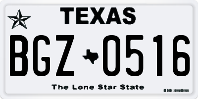 TX license plate BGZ0516