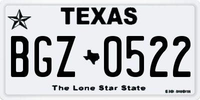 TX license plate BGZ0522