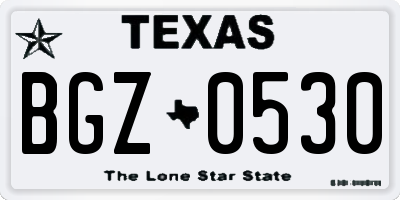 TX license plate BGZ0530