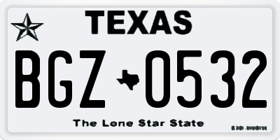 TX license plate BGZ0532