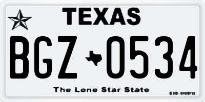 TX license plate BGZ0534