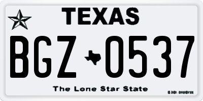 TX license plate BGZ0537