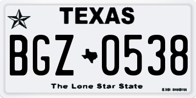 TX license plate BGZ0538