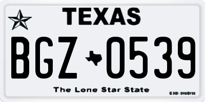 TX license plate BGZ0539