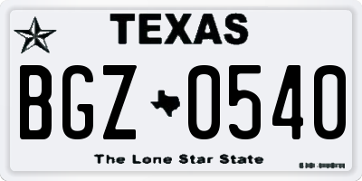 TX license plate BGZ0540