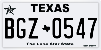 TX license plate BGZ0547
