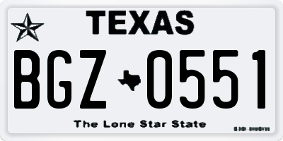 TX license plate BGZ0551