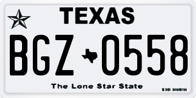 TX license plate BGZ0558