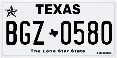TX license plate BGZ0580