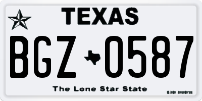 TX license plate BGZ0587