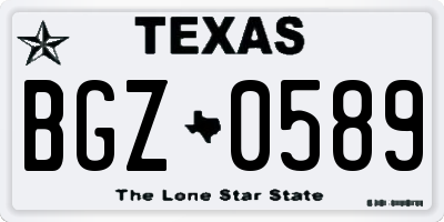 TX license plate BGZ0589