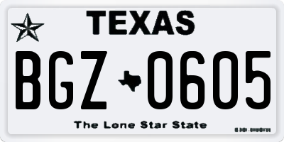 TX license plate BGZ0605