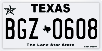 TX license plate BGZ0608