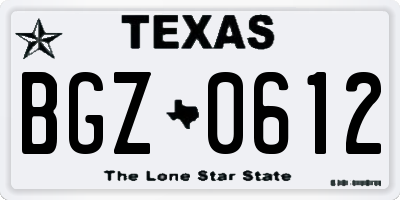 TX license plate BGZ0612