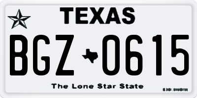 TX license plate BGZ0615