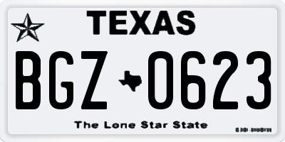 TX license plate BGZ0623