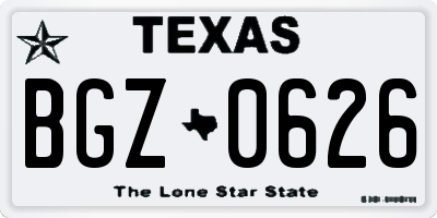 TX license plate BGZ0626