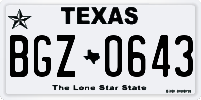 TX license plate BGZ0643
