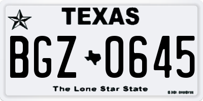 TX license plate BGZ0645