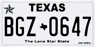 TX license plate BGZ0647