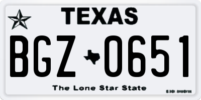 TX license plate BGZ0651