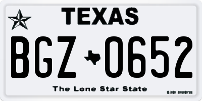 TX license plate BGZ0652
