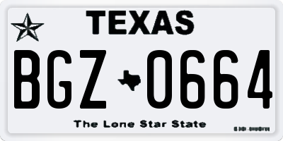 TX license plate BGZ0664